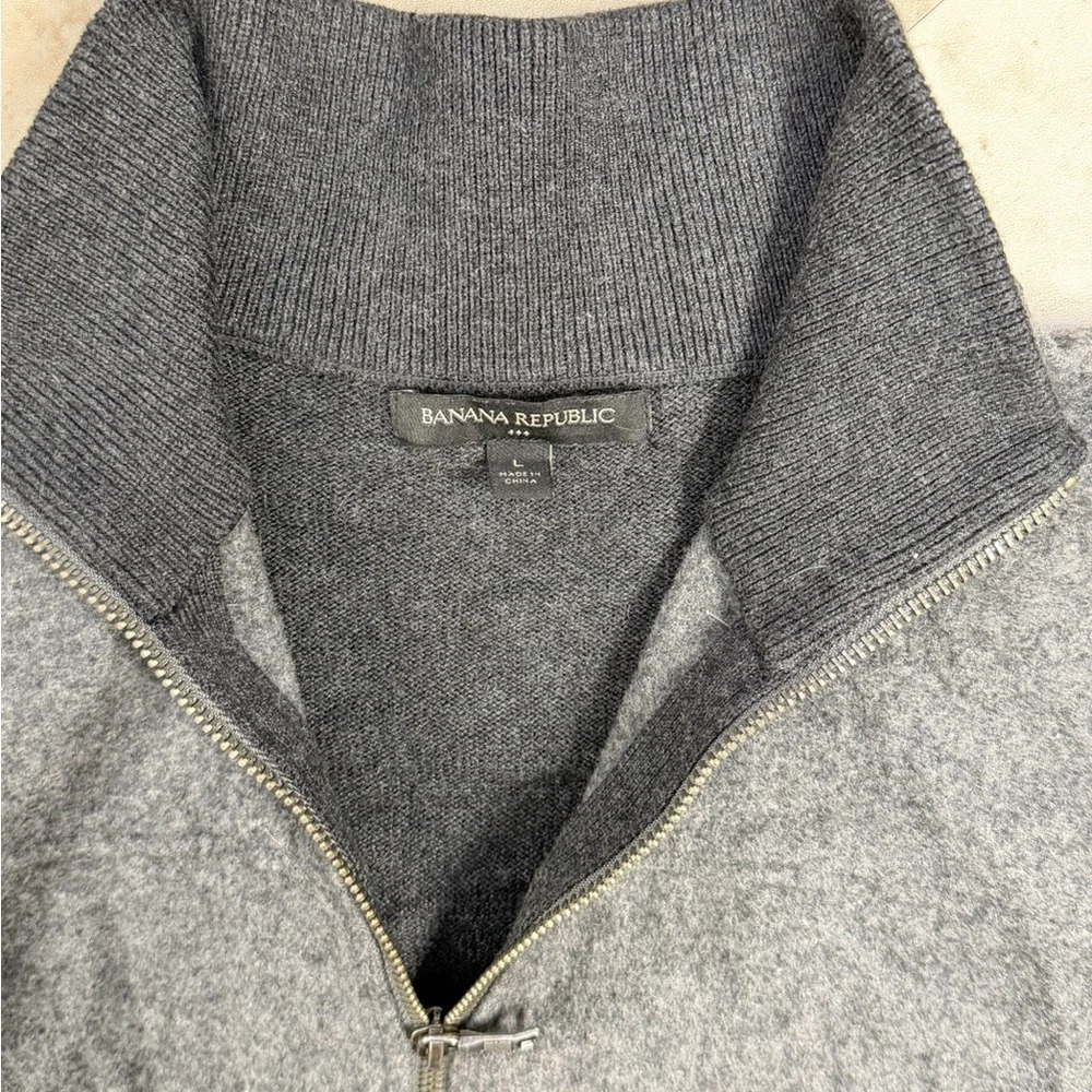 Banana Republic Men’s Sweater Size L Classic Knit Full Zip Casual Gray Preppy